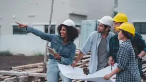 Home 46 group of facilities managers working together collaboratively