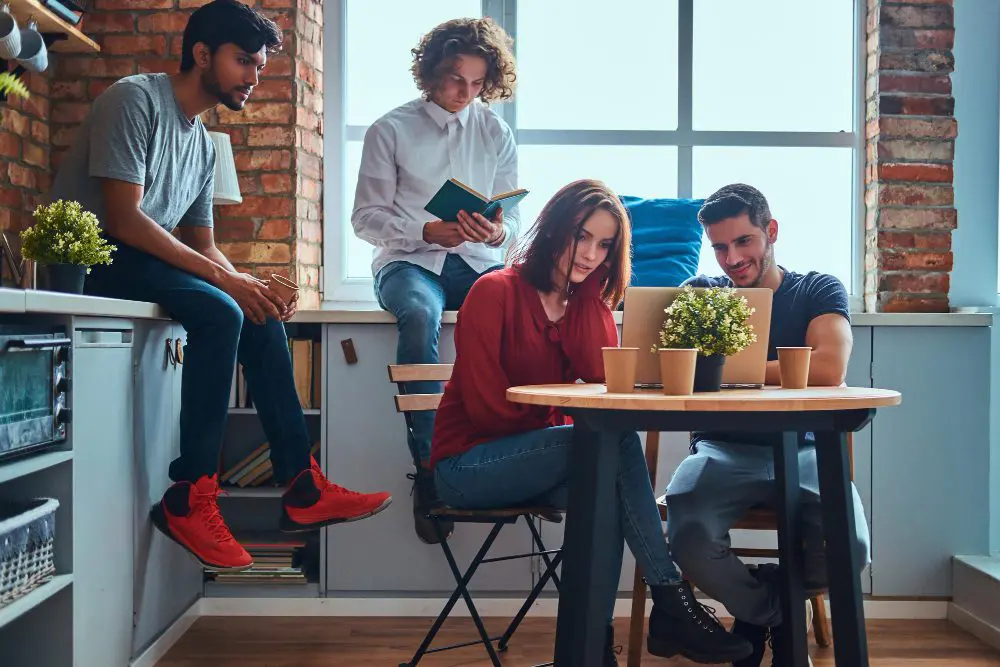young people work from home