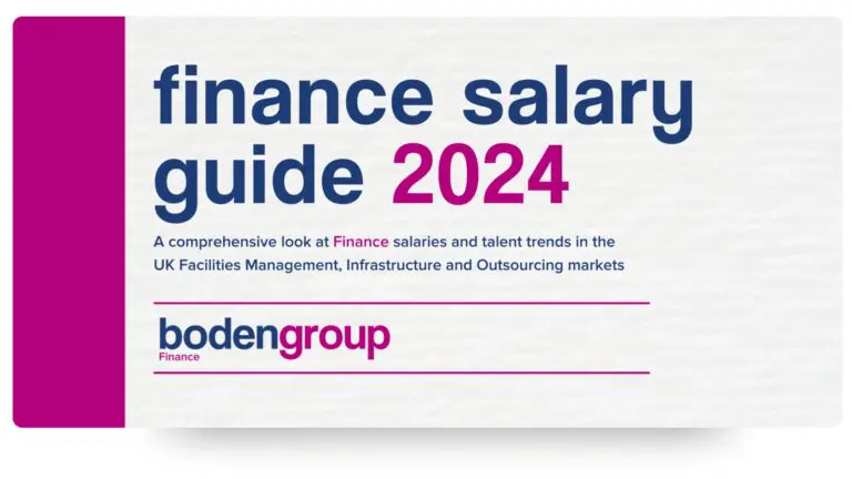 Image of a document titled '2024 Finance Salary Guide' with a professional layout and finance-related.