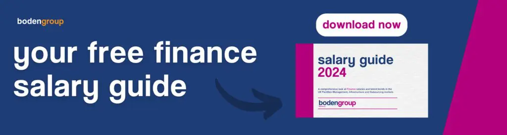 Screen with a prominent download button labeled "Download Your 2024 Salary Guide." This image promotes access to our comprehensive 2024 salary guide for finance professionals.