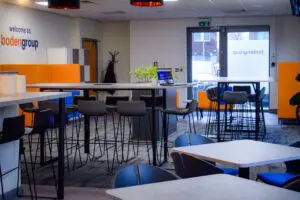 A glimpse into the energetic and collaborative workspace at Boden Group's Birmingham Head Office. We're seeking talented individuals to join our growing recruitment team.